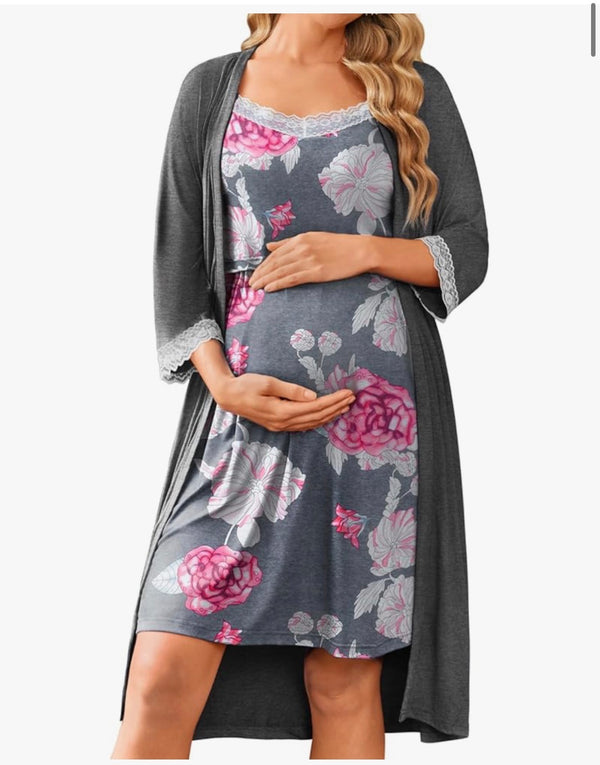 Floral Nightgown & Robe Set